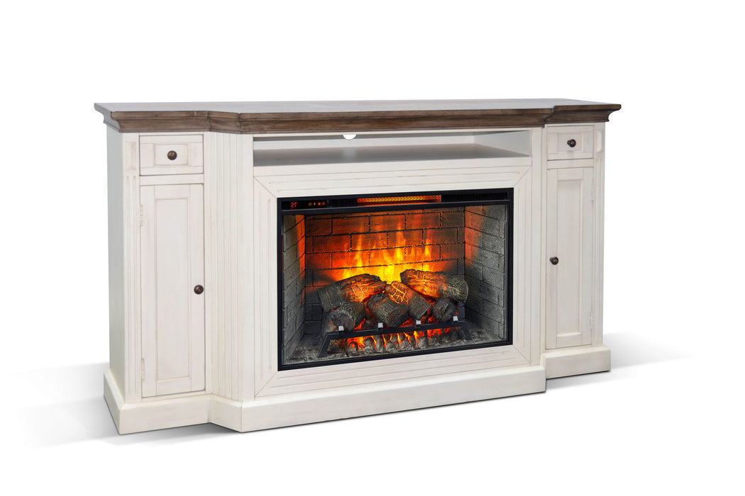 Media Console With Electric Fireplace - Buckskin / White