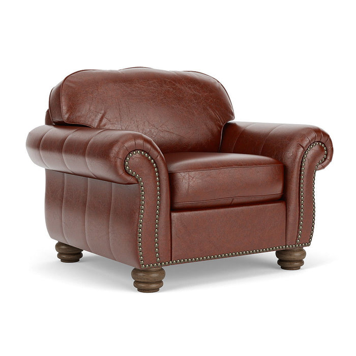 Bexley - Leather Chair, Nailhead Trim - Light Brown