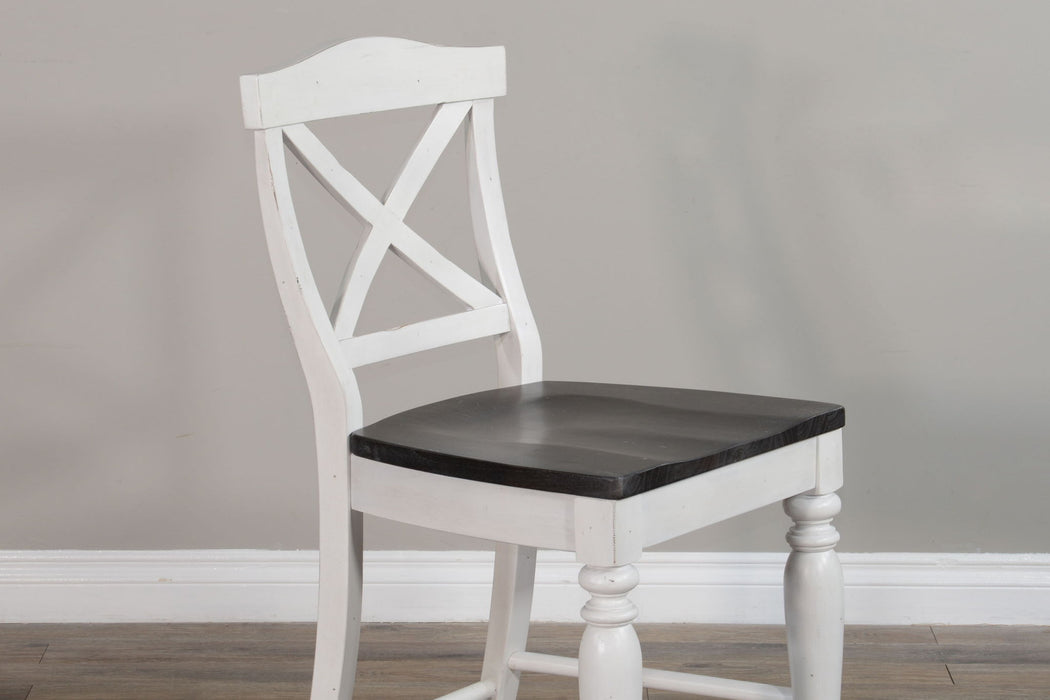 Carriage House - Crossback Barstool - White / Dark Brown