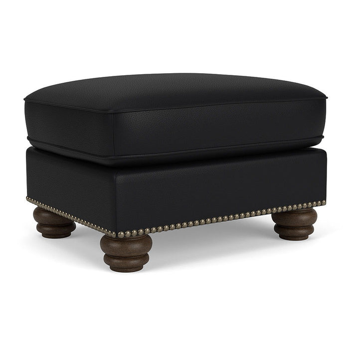 Bexley - Leather Ottoman, Nailhead Trim - Black