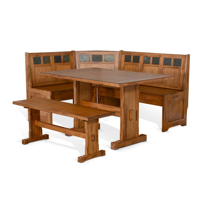 Sedona - Farmhouse Wood Breakfast Nook Set - Rustic Oak