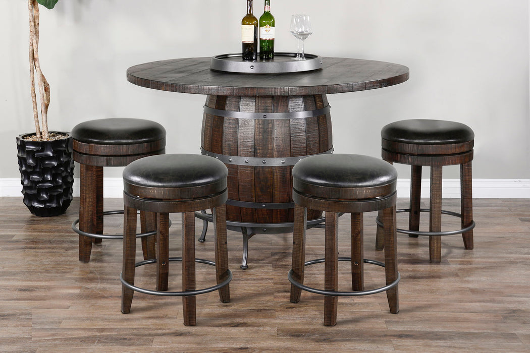 Round 5 Piece Pub Table With Wine Barrel Set