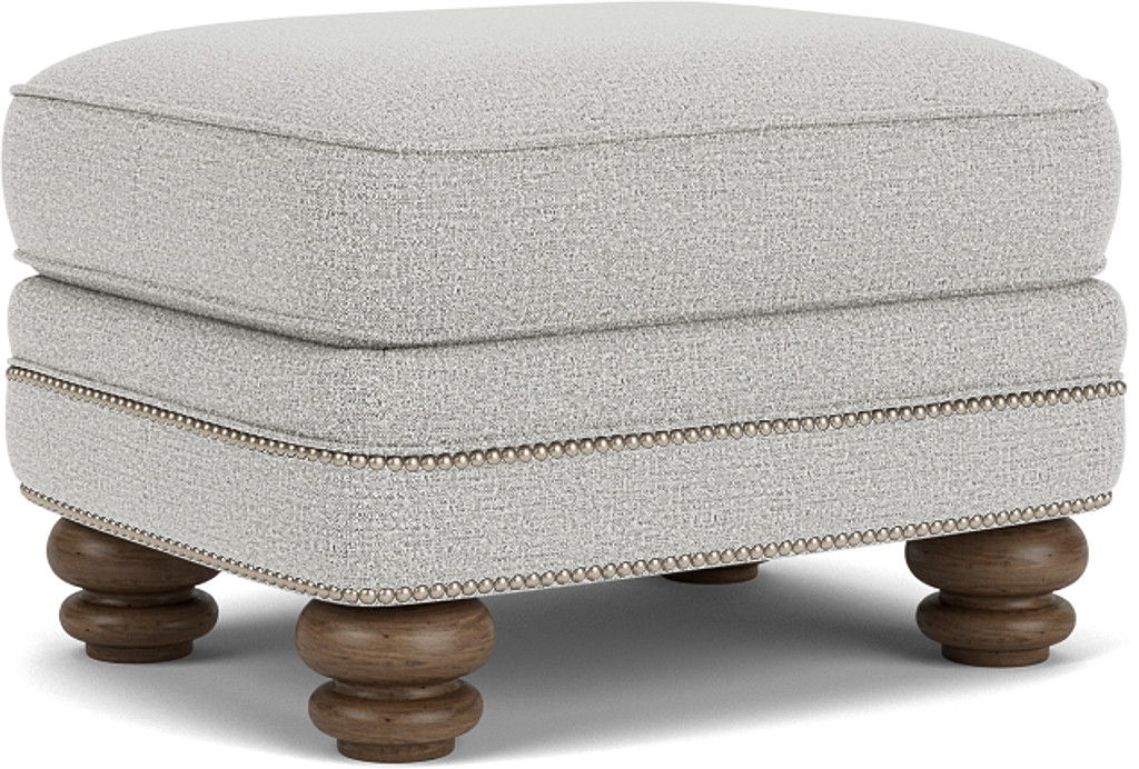 Bay Bridge - Fabric Ottoman, Nailhead Trim - Light Gray