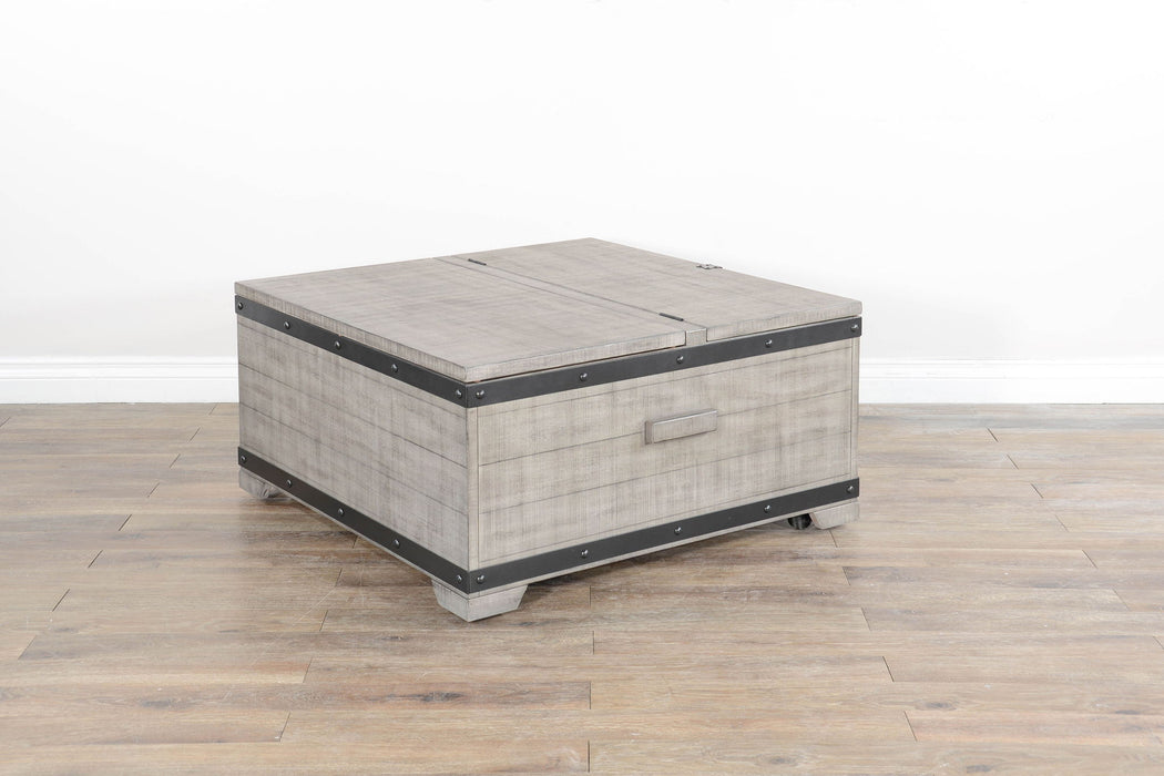 Alpine - Mahogany Wood Coffee Table With Lift Top And Casters - Gray