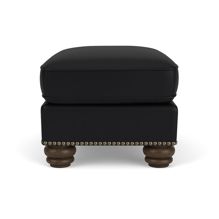 Bexley - Leather Ottoman, Nailhead Trim - Black