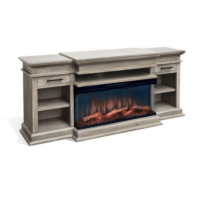 72" Media Console With Panoramic Electric Fireplace - Wheat