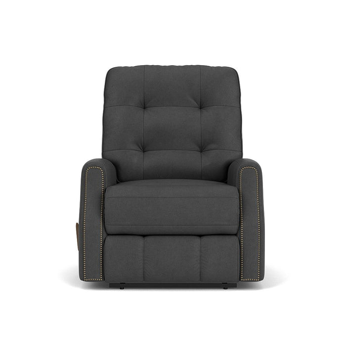 Devon - Leather Recliner, Nailhead Trim - Black