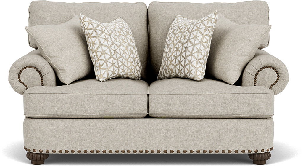 Patterson - Loveseat, Nailhead Trim - Light Gray