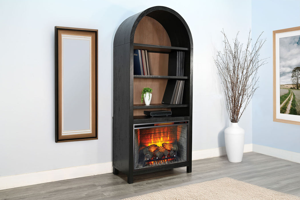 Chill Arch Bookcase With 33" Fireplace Option - Black