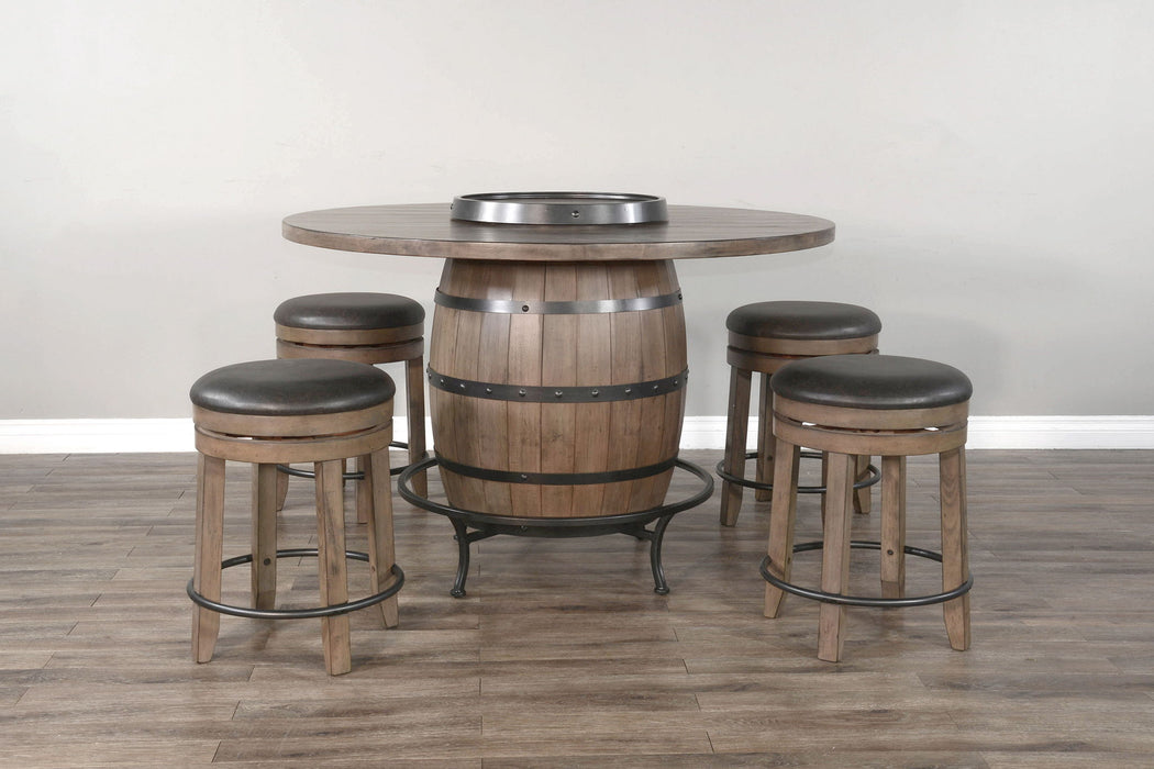 Round 5 Piece Pub Table With Wine Barrel Set