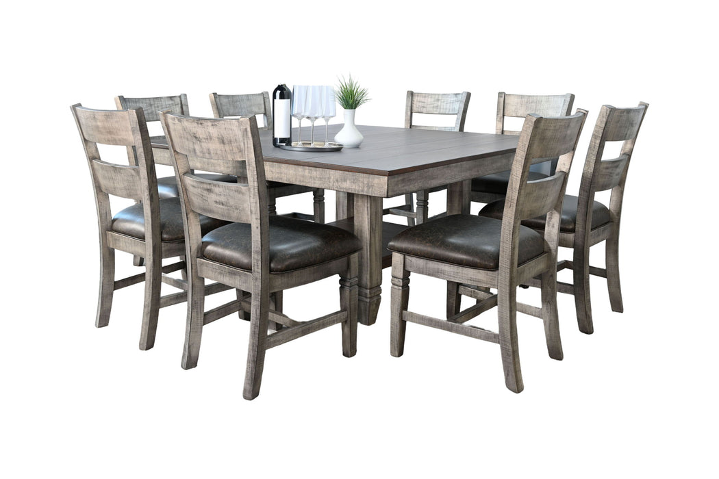 Wendy - Square 9 Piece Dining Set With Storage Shelf - Tobacco Leaf / Alpine Gray