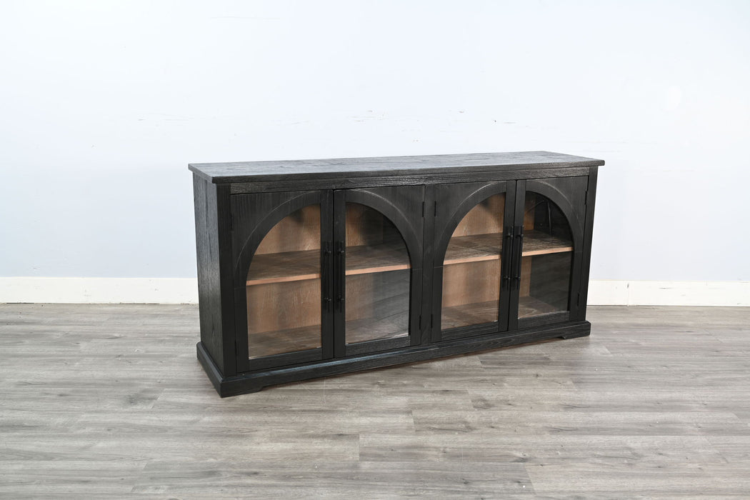 Elena - Modern Wood Display Cabinet With Arched Glass Doors