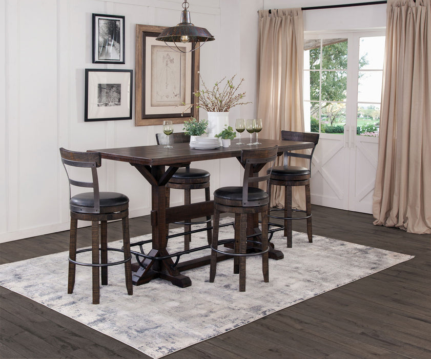 Homestead - Rectangular Full Back Barstool Pub Table Set