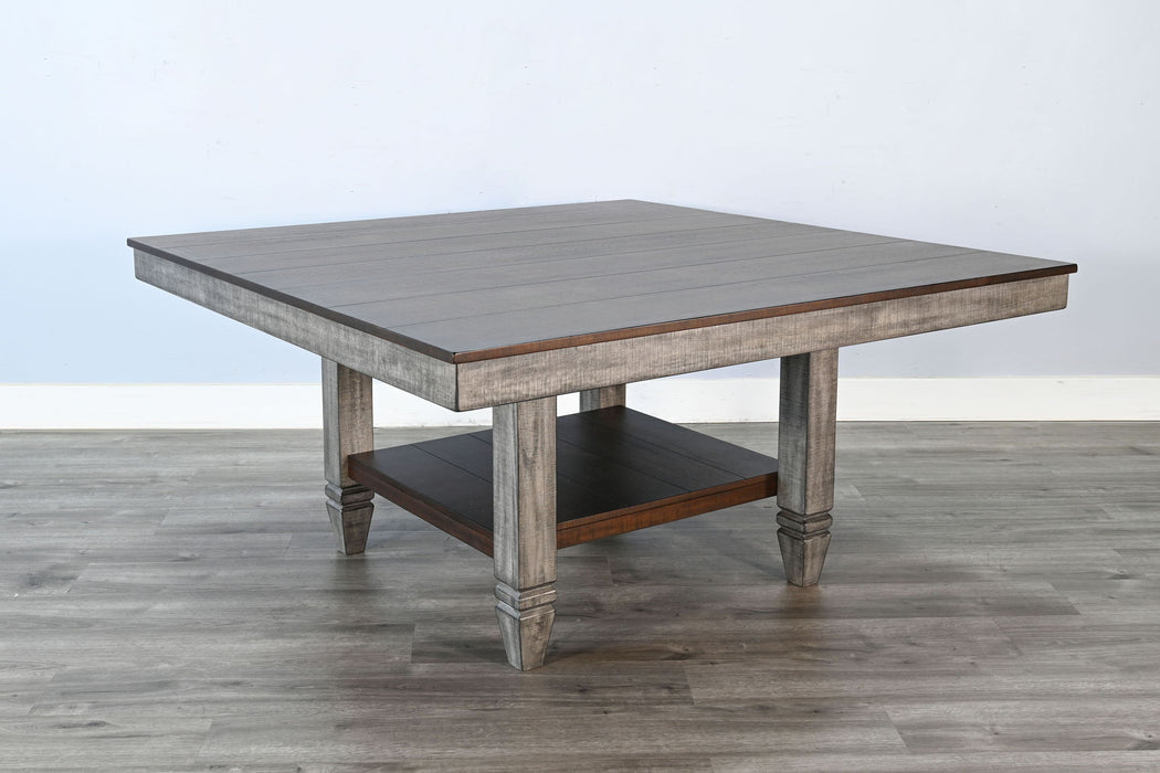 Wendy - Square Dining Table With Storage Shelf - Tobacco Leaf / Alpine Gray