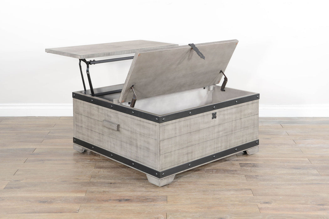 Alpine - Mahogany Wood Coffee Table With Lift Top And Casters - Gray