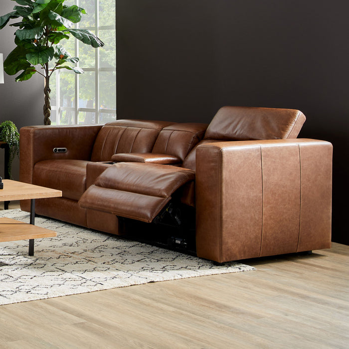 Austin - Power Reclining Loveseat With Console And Power Headrests - Chestnut