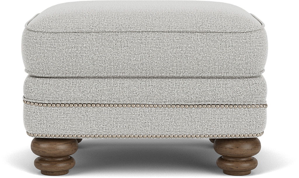 Bay Bridge - Fabric Ottoman, Nailhead Trim - Light Gray