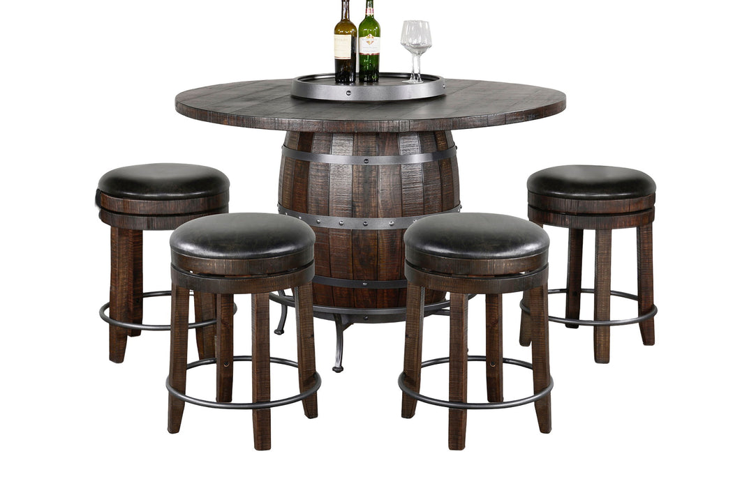 Round 5 Piece Pub Table With Wine Barrel Set