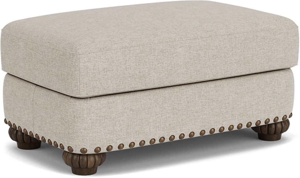 Patterson - Ottoman, Nailhead Trim - Light Gray