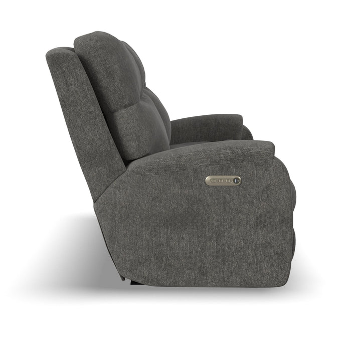 Penn - Power Reclining Sofa With Power Headrests & Lumbar - Dark Gray