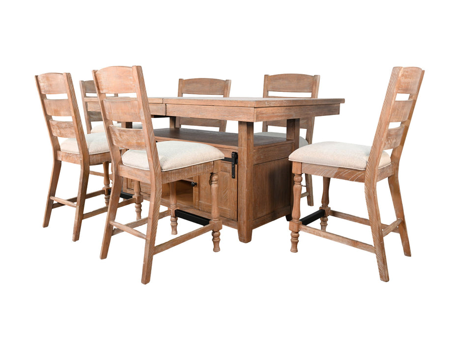 Rustic - Counter-Height Extension Dining Set With Barn Door Storage