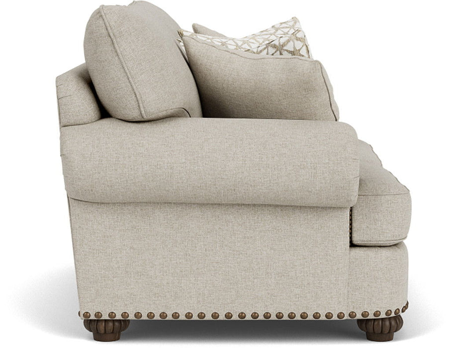 Patterson - Loveseat, Nailhead Trim - Light Gray