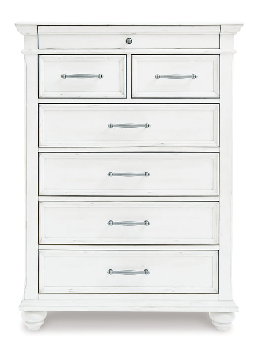 Kanwyn Queen Panel Bed with Mirrored Dresser and Chest