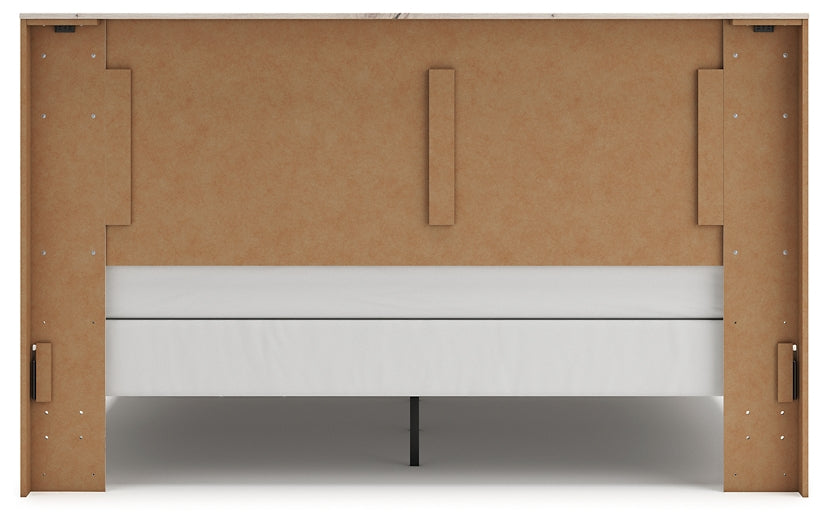 King Panel Bed with Mirrored Dresser