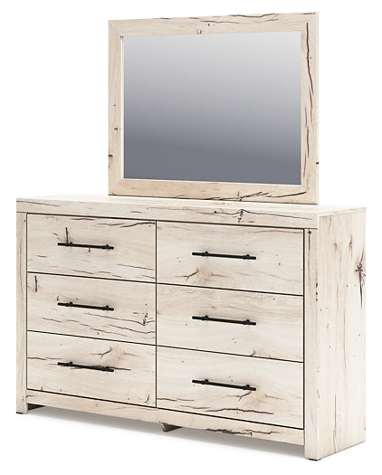 Full Panel Storage Bed with Mirrored Dresser
