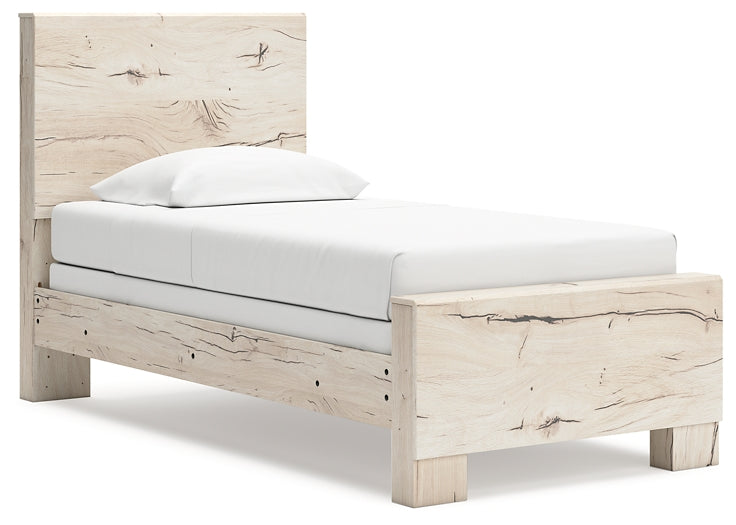 Twin Panel Bed with Mirrored Dresser