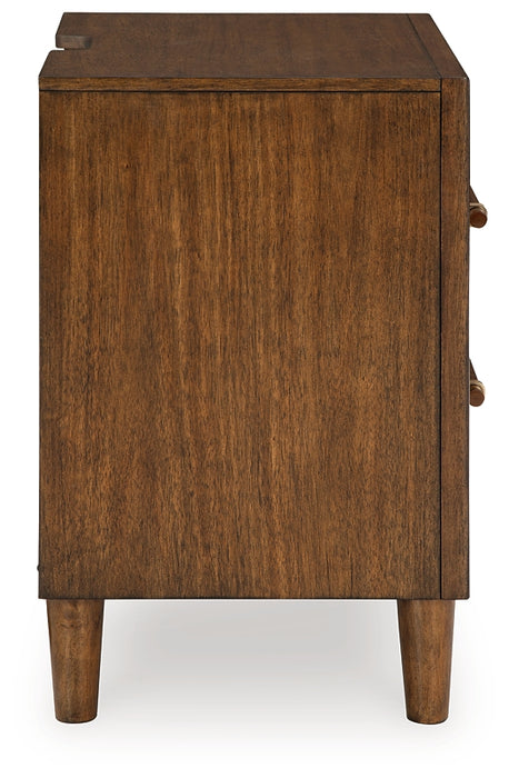 Lyncott California King Upholstered Bed with Mirrored Dresser, Chest and Nightstand