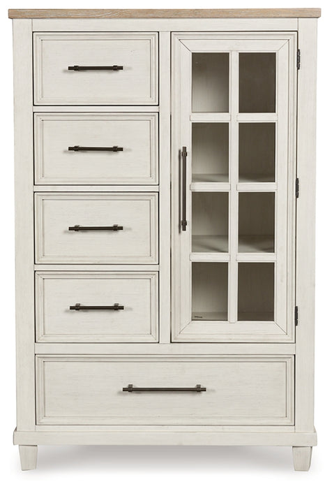 Shaybrock King Panel Bed with Mirrored Dresser and Chest
