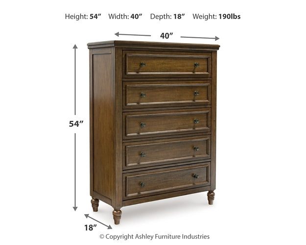 Sturlayne Queen Upholstered Panel Bed with Mirrored Dresser and Chest