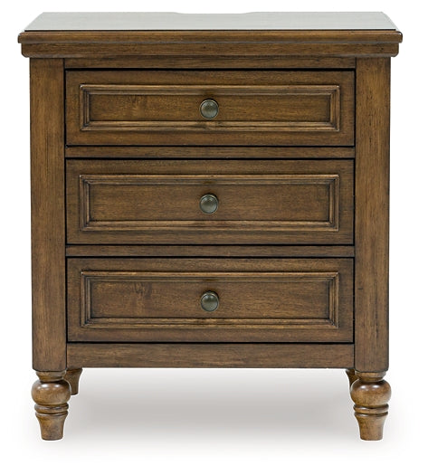 Sturlayne Queen Upholstered Panel Bed with Mirrored Dresser, Chest and Nightstand