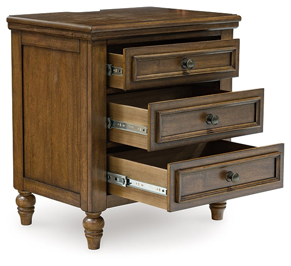 Sturlayne Queen Upholstered Panel Bed with Mirrored Dresser, Chest and Nightstand