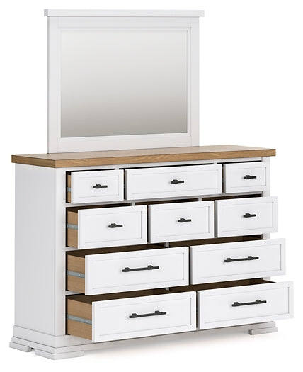 Ashbryn Queen Panel Storage Bed with Mirrored Dresser and Chest