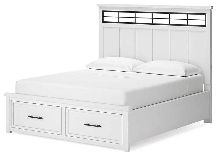 Ashbryn California King Panel Storage Bed with Mirrored Dresser and Chest