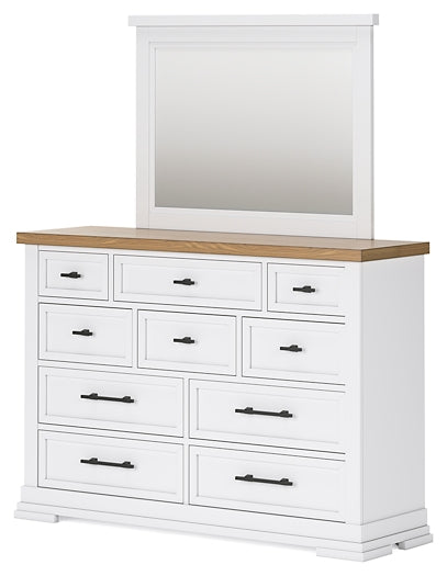 Ashbryn Queen Panel Storage Bed with Mirrored Dresser and Chest