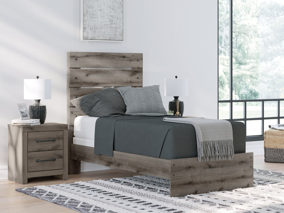 Graystorm Twin Panel Bed with Mirrored Dresser and Chest