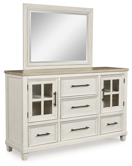 Shaybrock Queen Panel Bed with Mirrored Dresser