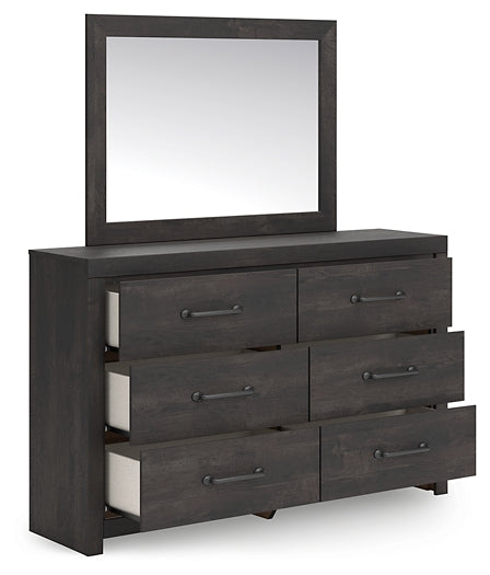 Hollivern Twin Panel Storage Bed with Mirrored Dresser