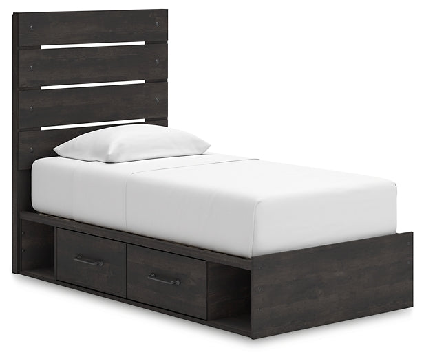 Hollivern Twin Panel Storage Bed with Mirrored Dresser and Nightstand