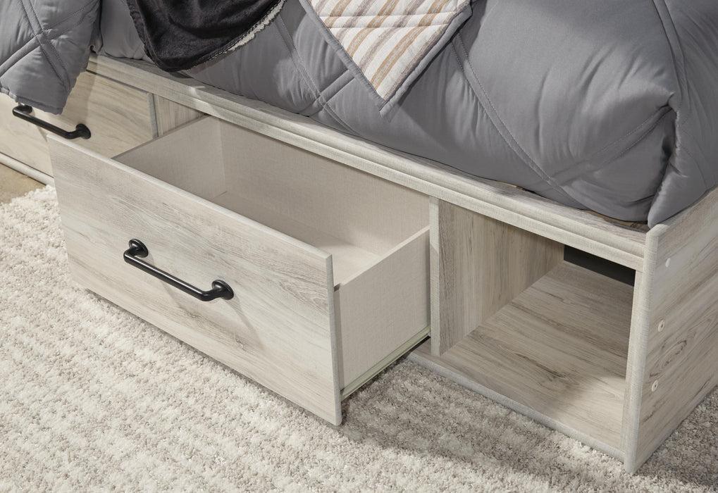 Cambeck Twin Panel Bed with 4 Storage Drawers with Mirrored Dresser