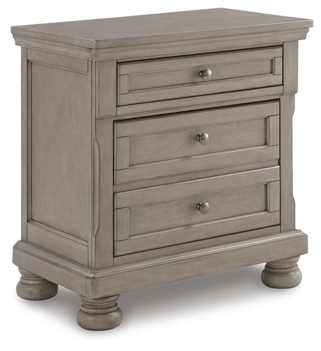 Lettner King Sleigh Bed with 2 Storage Drawers with Mirrored Dresser, Chest and Nightstand