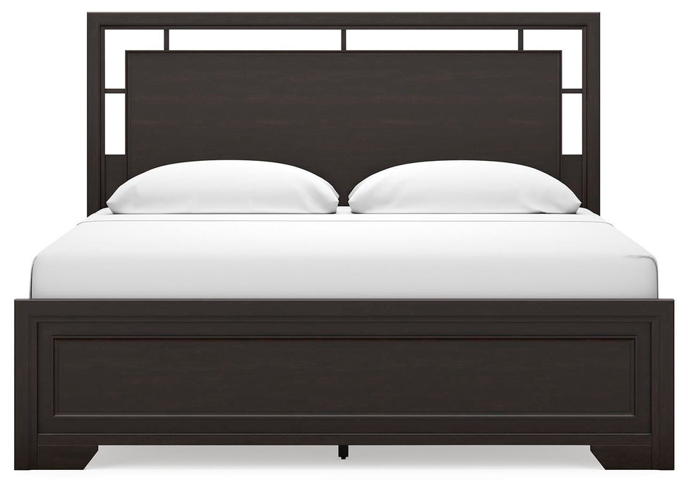 Covetown King Panel Bed, Dresser, Mirror, Chest and Nightstand