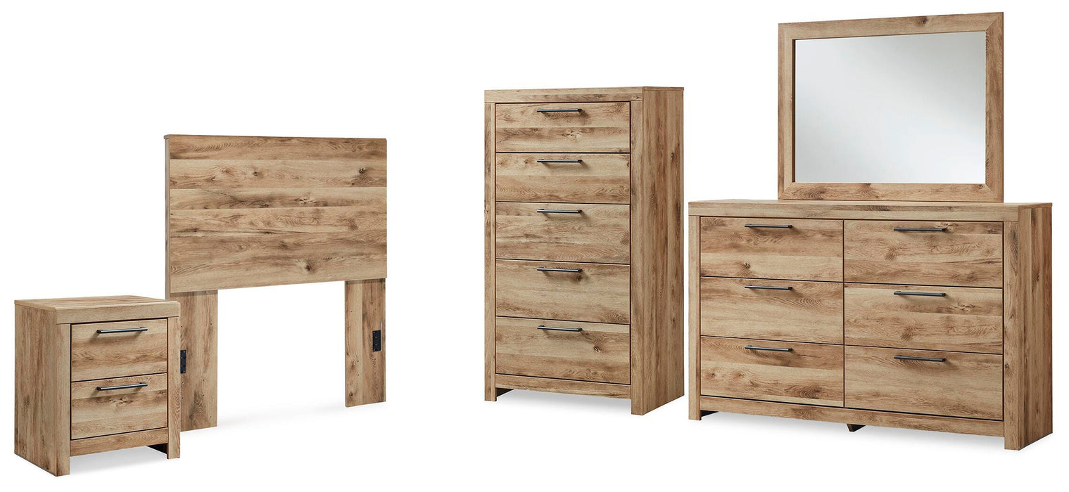 Hyanna Twin Panel Headboard, Dresser, Mirror, Chest and Nightstand