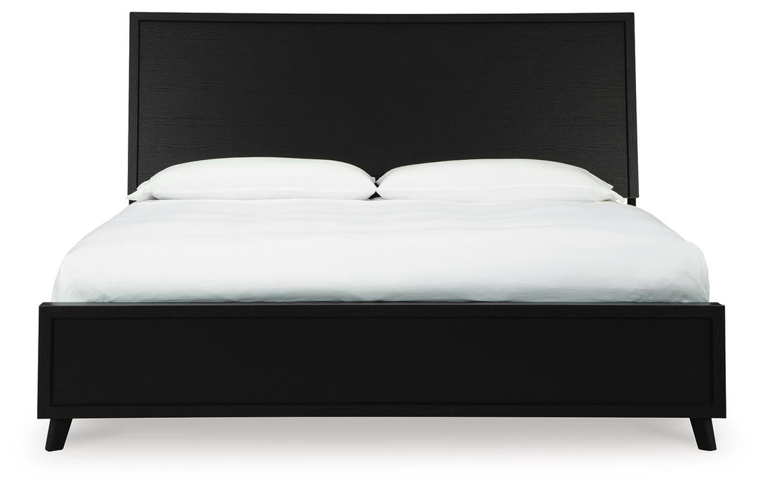 Danziar Queen Panel Bed with Mirrored Dresser