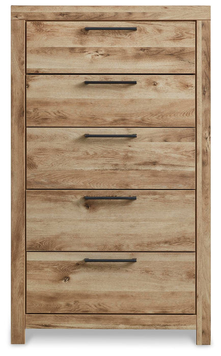 Hyanna Twin Panel Bed with 1 Side Storage, Dresser, Mirror, Chest and Nightstand