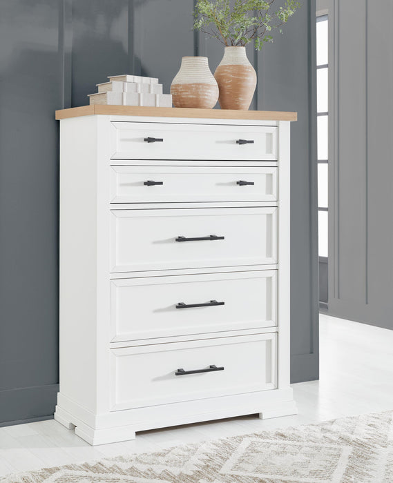 Ashbryn California King Panel Storage Bed, Dresser, Mirror, Chest and Nightstand