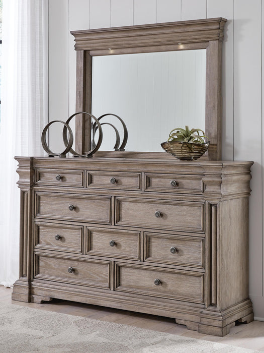 Blairhurst King Panel Bed with Mirrored Dresser and Nightstand
